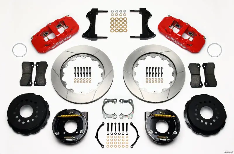 Wilwood Aero4 Rear P-Brake Kit 14.00In Red Chevy 12 Bolt W/ C-Clips 1