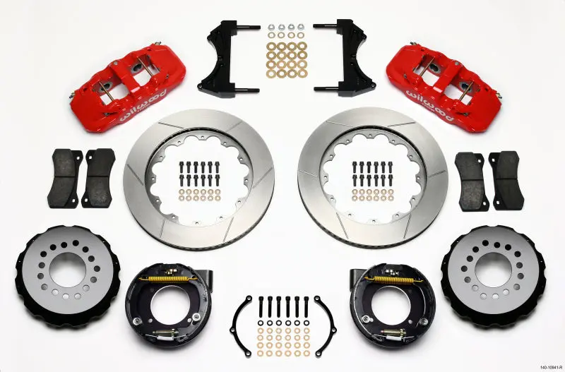 Wilwood Aero4 Rear P-Brake Kit 14.00In Red Chevy C-10 2.42 Offset 5-Lug 1