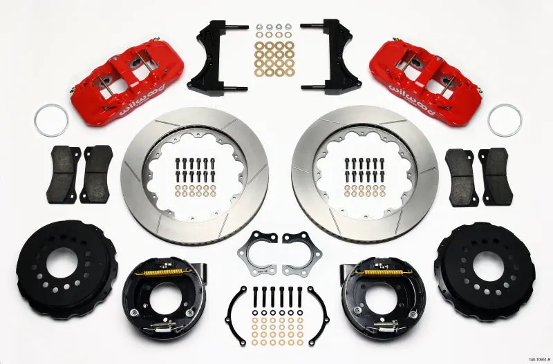Wilwood Aero4 Rear P-Brake Kit 14.00In Red Mopar/Dana 2.36In Off W/Snap Ring Bearing 1