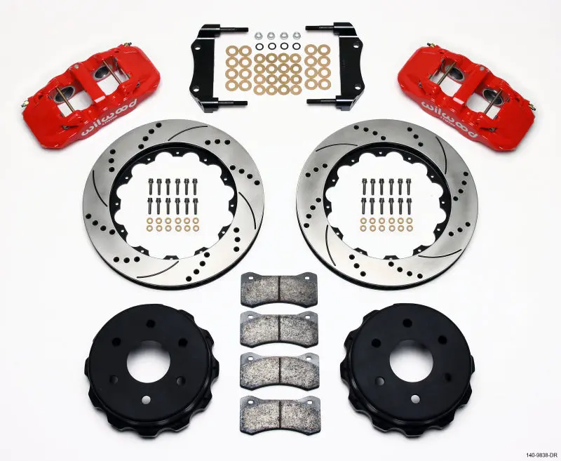 Wilwood Aero4 Reartruck Kit 14.25In Drill Red 1999-2010 Gm 1500-Suv 2 Piston Oe Caliper 1