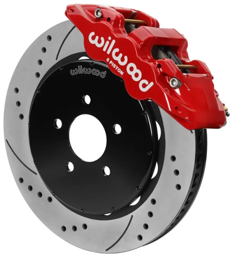Wilwood Aero6 Front Brake Kit 14.00 Slotted 94-04 Ford Mustang Cobra Red W/Lines 1