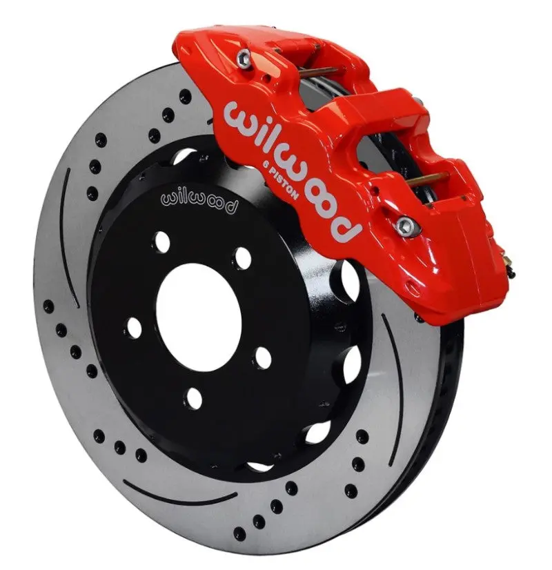 Wilwood Aero6 Front Hat Kit 14.00 Drilled Red 2016-Up Camaro W/Lines 1