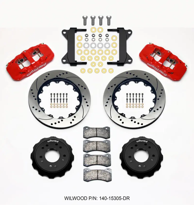 Wilwood Aero6 Front Hat Kit 14.00 Drilled Red 63-87 C10 W/ Wilwood Pro Spindles 1