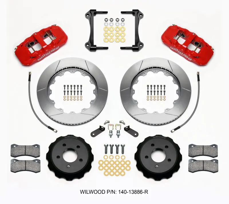 Wilwood Aero6 Front Hat Kit 14.00 Red 15-23 Mustang W/Lines 1
