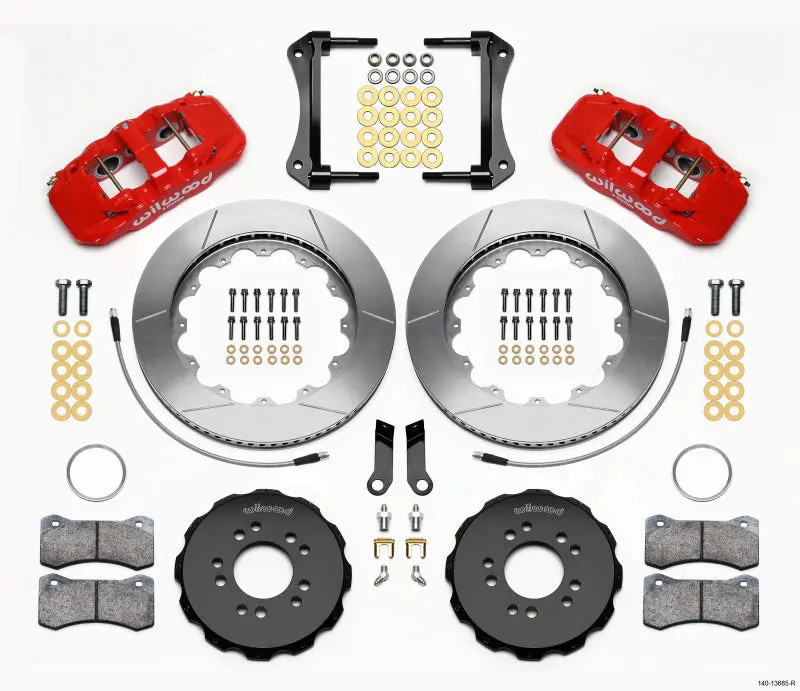 Wilwood Aero6 Front Hat Kit 14.00 Red 2005-2014 Mustang W/ Bmr Suspn. W/Lines 1
