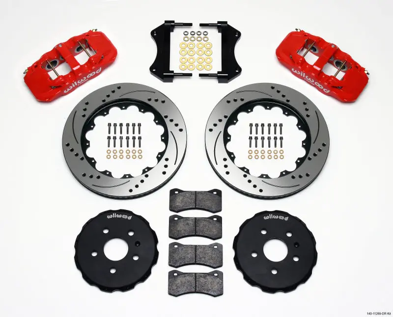 Wilwood Aero6 Front Hat Kit 14.25 Drilled Red 2010-2015 Camaro 1