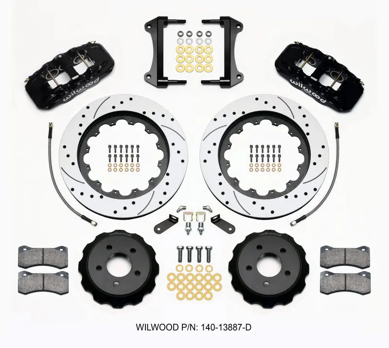 Wilwood Aero6 Front Hat Kit 15.00 Drilled 15-23 Mustang W/Lines 1