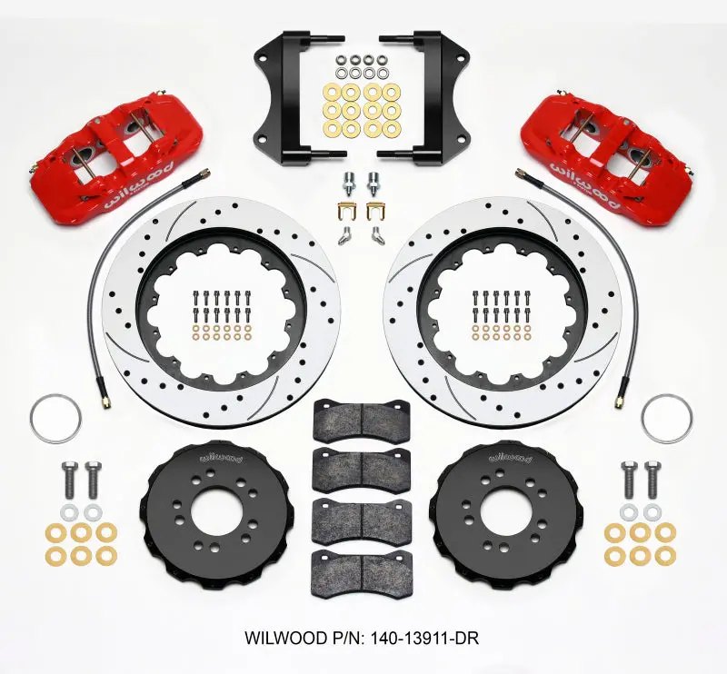 Wilwood Aero6 Front Hat Kit 15.00 Drilled Red 2014-Up Corvette C7 W/Lines 1