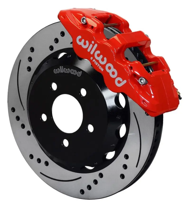 Wilwood Aero6 Front Hat Kit 15.00 Drilled Red 2016-Up Camaro W/Lines 1
