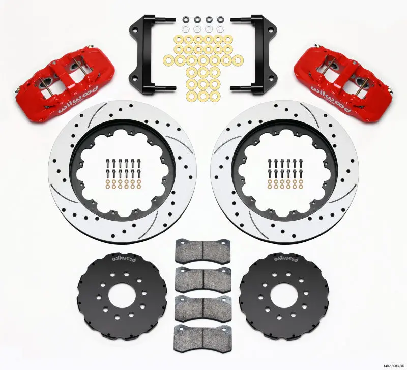 Wilwood Aero6 Front Hat Kit 15.00 Drilled Red 97-04 Corvette C5/Z06 05-13 C6 1