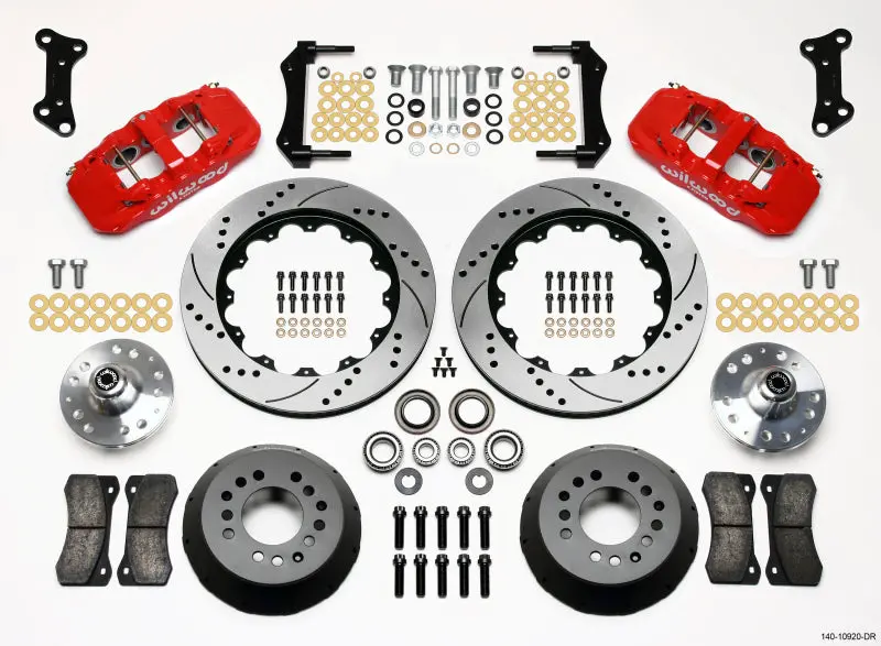 Wilwood Aero6 Front Hub Kit 14.00 Drilled Red 67-69 Camaro 64-72 Nova Chevelle 1