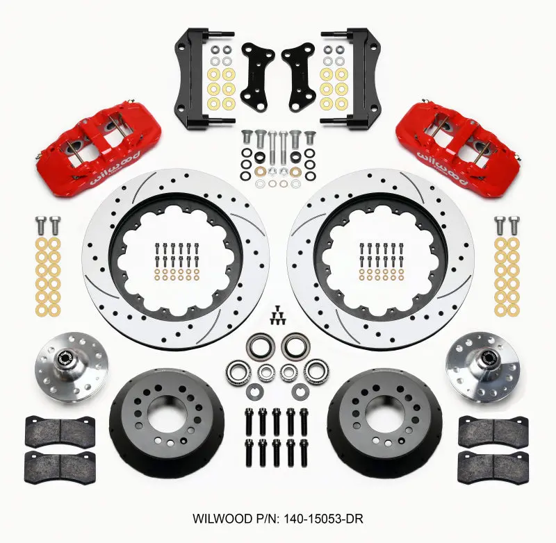 Wilwood Aero6 Front Hub Kit 15.00 Drilled Red 67-69 Camaro 64-72 Nova Chevelle 1