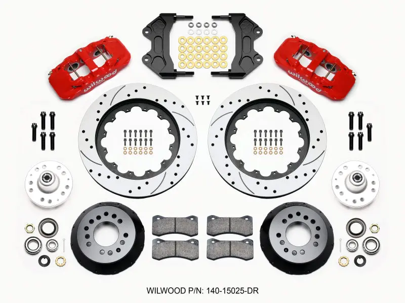 Wilwood Aero6 Front Hub Kit 15.00 Drilled-Red Wwe Prospindle 1