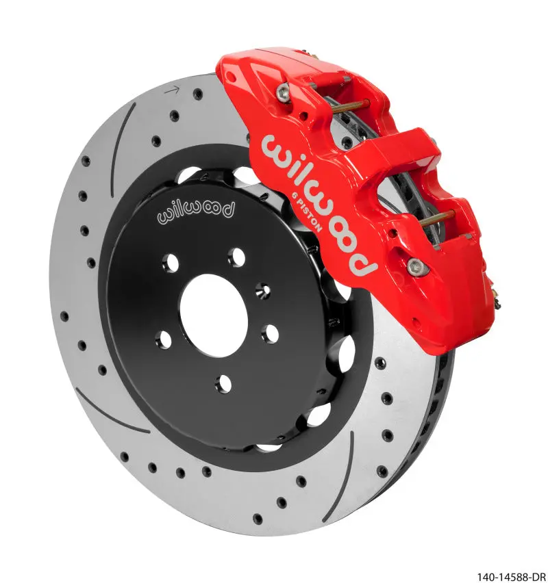 Wilwood Aero6 Front Kit 15.00In Bbk - 08-12 Audi A4/A5/S5 - Drilled & Slotted Rotor - Red 1