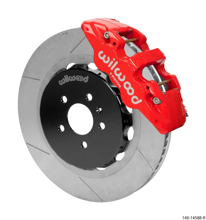 Wilwood Aero6 Front Kit 15.00In Bbk - 08-12 Audi A4/A5/S5 - Slotted Rotor - Red 1