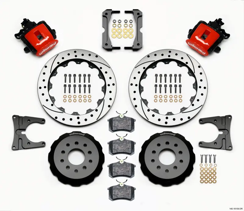 Wilwood Combination Parking Brake Rear Kit 12.88In Drilled Red 2005-2014 Mustang 1