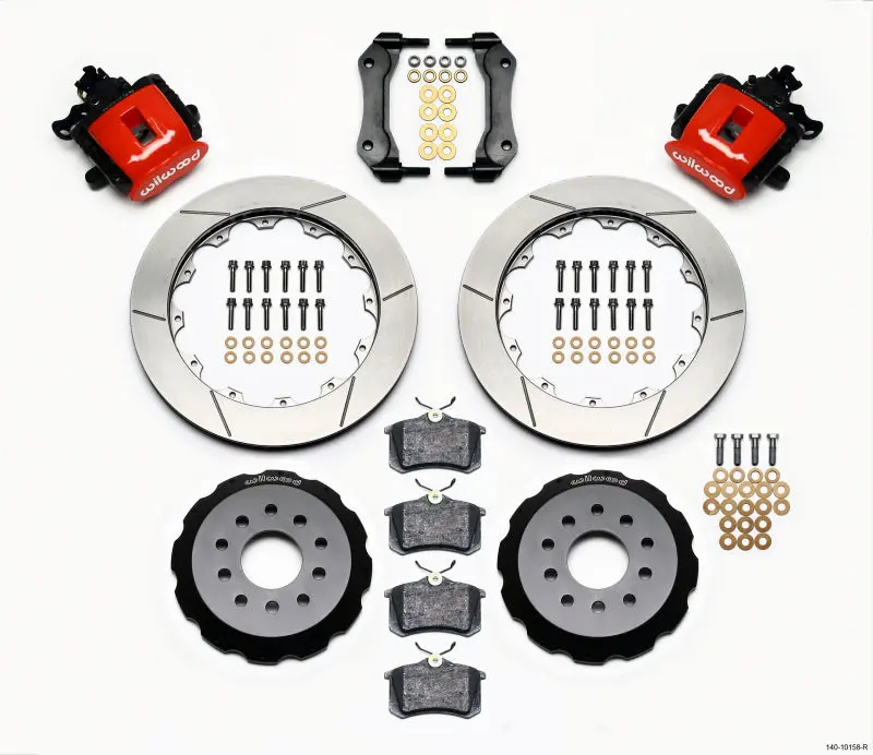 Wilwood Combination Parking Brake Rear Kit 12.88In Red Mustang 94-04 1