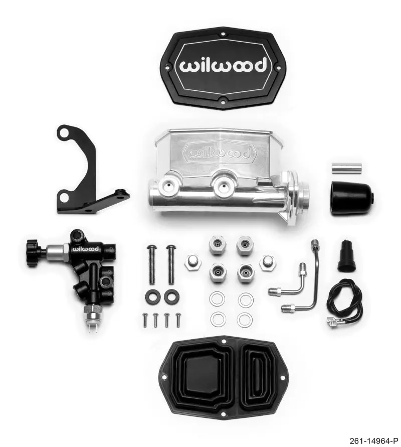 Wilwood Compact Tandem M/C - 1.12In Bore - W/Bracket And Valve - Ball Burnished 1