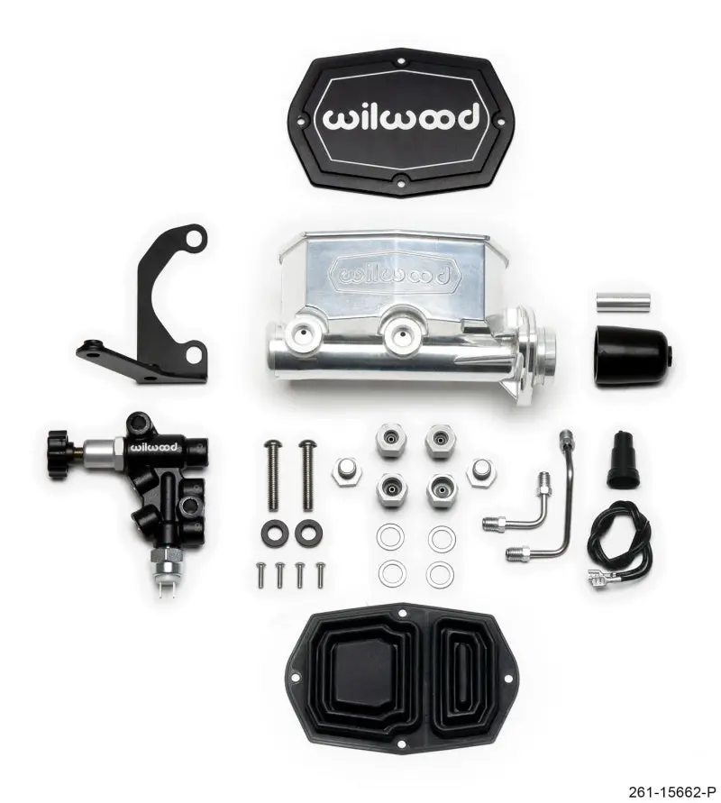 Wilwood Compact Tandem M/C - 1.12In Bore W/Rh Bracket And Valve - Ball Burnished 1