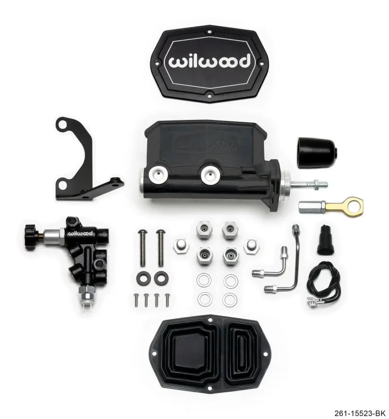 Wilwood Compact Tandem M/C - 15/16In Bore W/Bracket And Valve Fits Mustang (Pushrod) - Black 1
