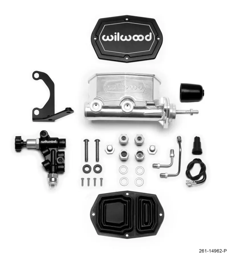 Wilwood Compact Tandem M/C - 15/16In Bore - W/Bracket And Valve (Pushrod) - Ball Burnished 1