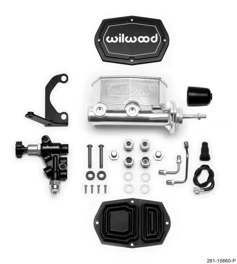 Wilwood Compact Tandem M/C - 15/16In Bore W/Rh Bracket And Valve (Pushrod) - Ball Burnished 1