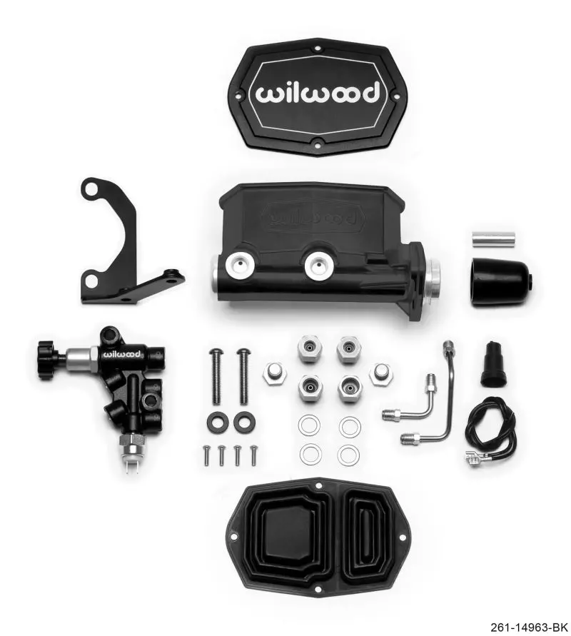 Wilwood Compact Tandem M/C - 1In Bore - W/Bracket And Valve (Pushrod) - Black 1