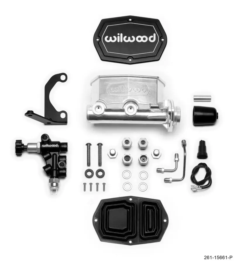 Wilwood Compact Tandem M/C - 1In Bore W/Rh Bracket And Valve - Ball Burnished 1