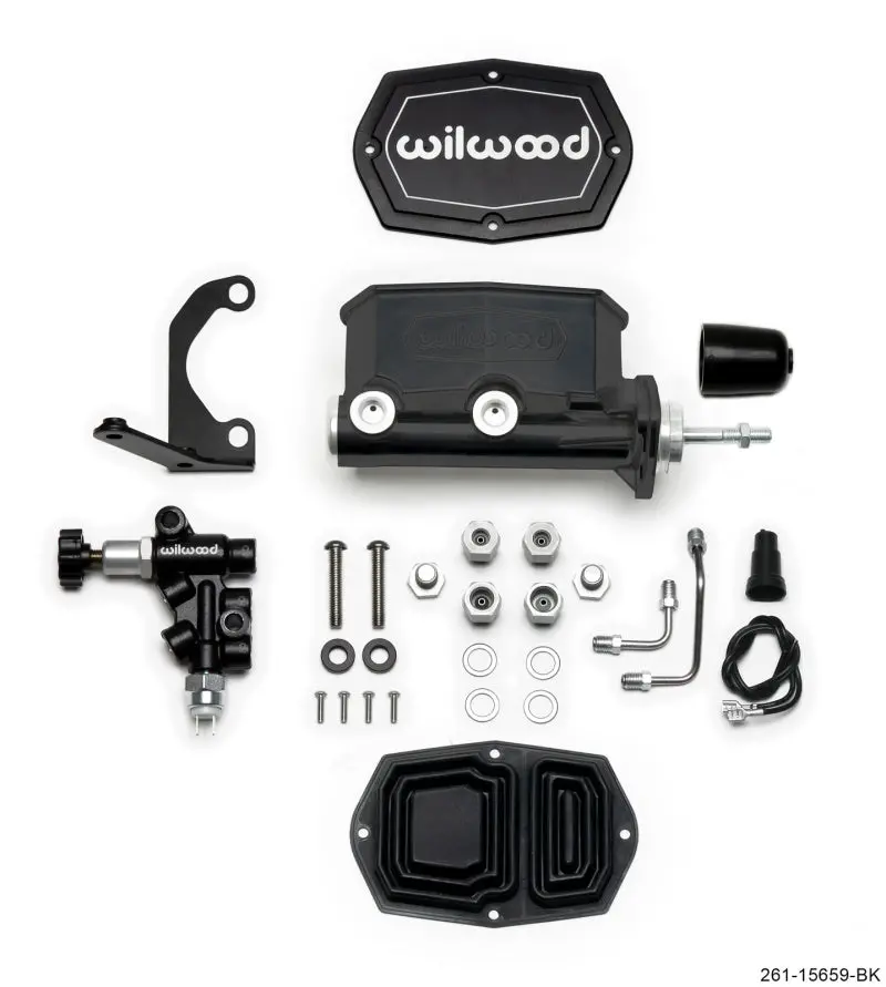 Wilwood Compact Tandem M/C - 7/8In Bore W/Rh Bracket And Valve (Pushrod) - Black 1