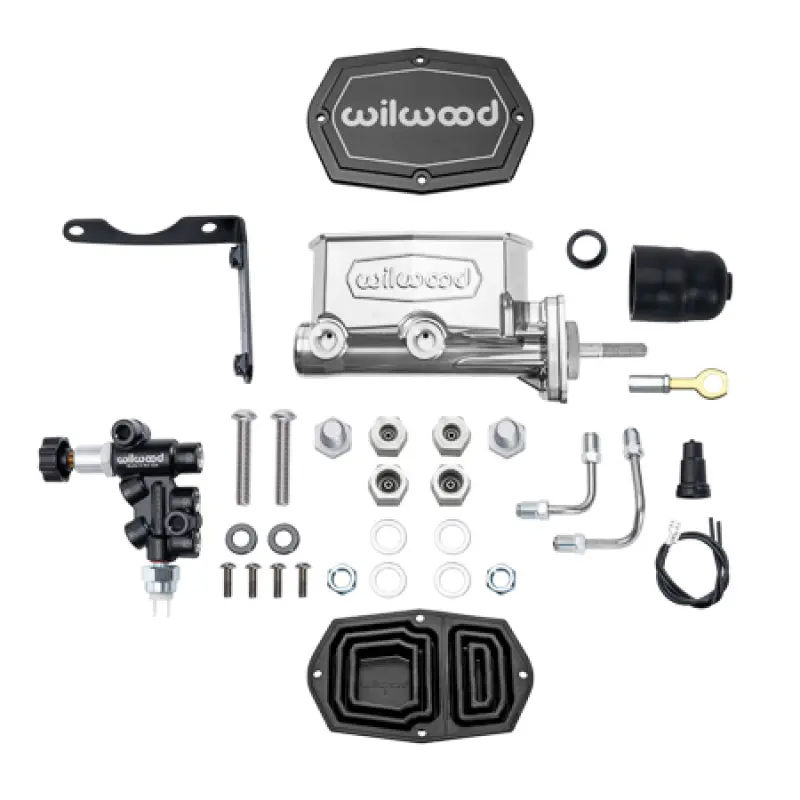 Wilwood Compact Tandem M/C Aluminum 1.00In Bore W/ Bracket/Valve/Push (Mopar) - Chrome P-Coat 1