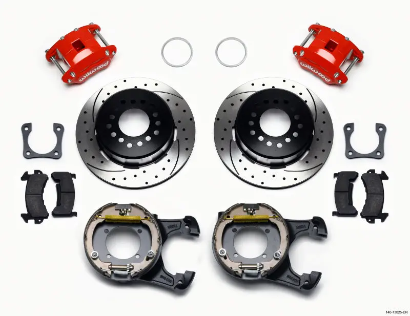 Wilwood D154 P/S P-B Kit Drilled-Red 12 Bolt 2.81In Offset Staggered Shock 1