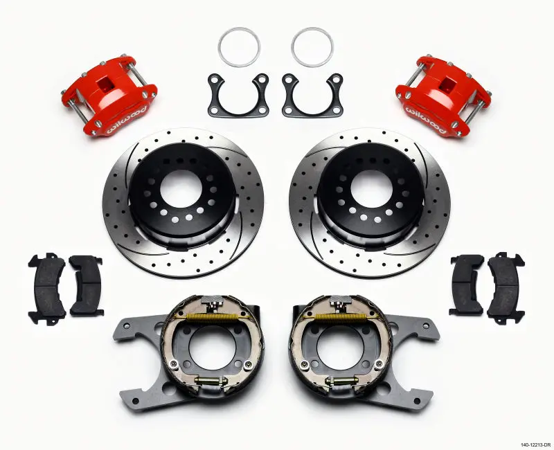 Wilwood D154 P/S P-B Kit Drilled-Red Big Ford 2.36In Offset 1