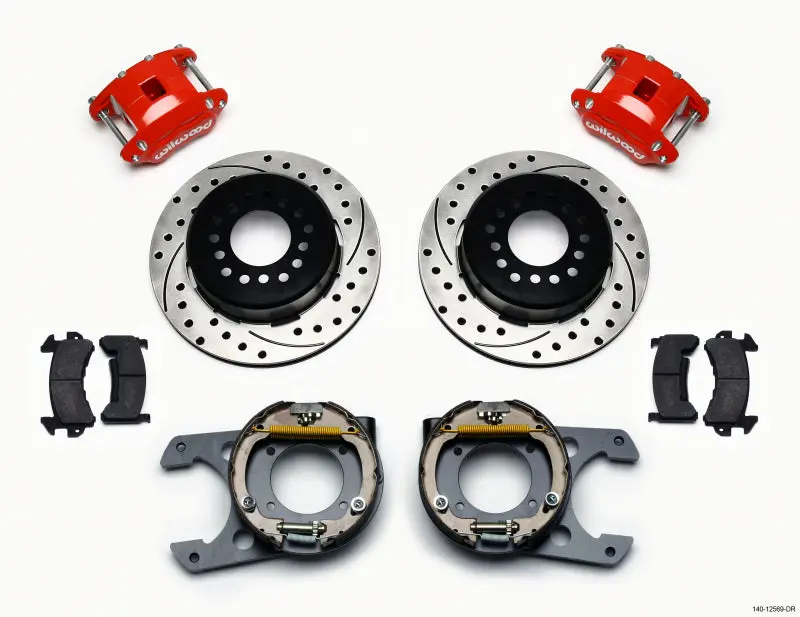 Wilwood D154 P/S P-B Kit Drilled-Red Chevy C-10 2.42 Offset 5-Lug 1
