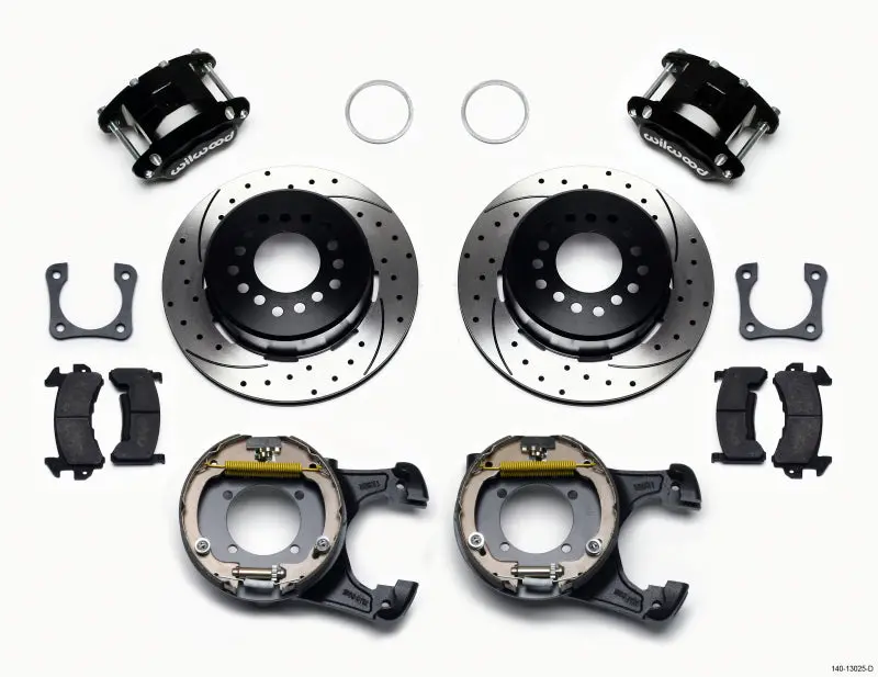 Wilwood D154 P/S Park Brake Kit Drilled 12 Bolt 2.81In Offset Staggered Shock 1