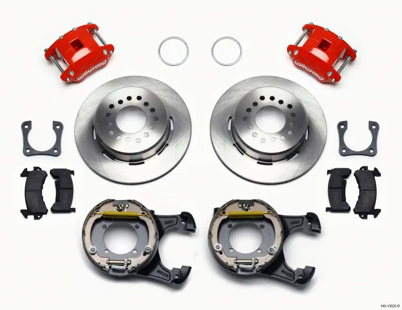 Wilwood D154 P/S Park Brake Kit Red 12 Bolt 2.81In Offset Staggered Shock 1