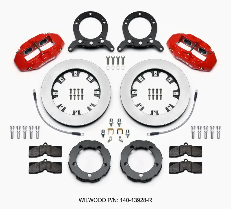 Wilwood D8 Front Hat Kit 12.19In Rotor Red 76-77 Ford Bronco Dana 44 W/Lines 1