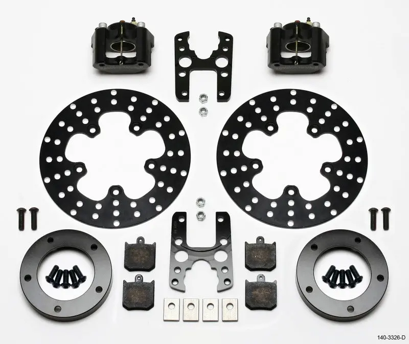 Wilwood Dynalite Single Floater Front Drag Kit Drilled P&S Anglia Spindle Mount Wheel 1