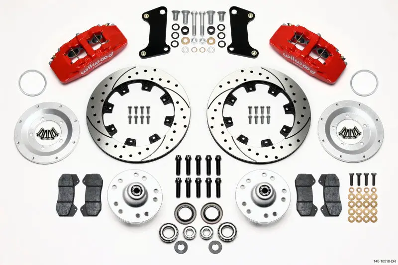 Wilwood Dynapro 6 Front Hub Kit 12.19In Drilled Red 67-69 Camaro (*Line Kit Needed*) 1