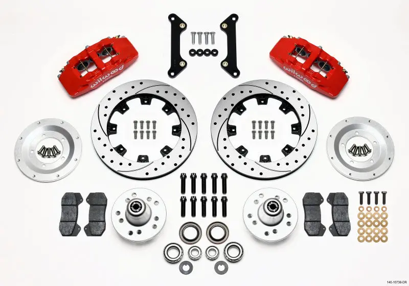 Wilwood Dynapro 6 Front Hub Kit 12.19In Drilled Red 70-78 Camaro 1