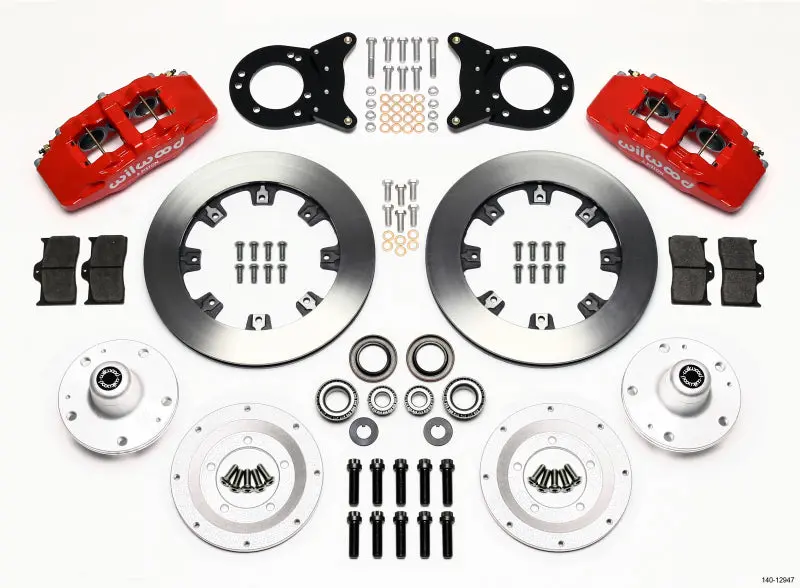 Wilwood Dynapro 6 Front Hub Kit 12.19In Red 1965-1969 Mustang Disc & Drum Spindle 1