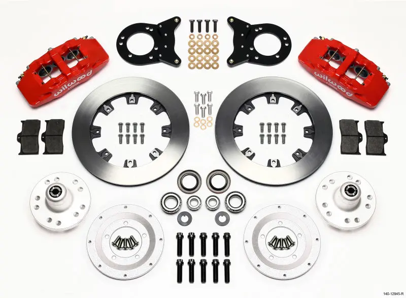 Wilwood Dynapro 6 Front Hub Kit 12.19In Red 1970-1973 Mustang Disc & Drum Spindle 1