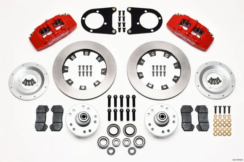 Wilwood Dynapro 6 Front Hub Kit 12.19In Red 37-48 Ford Psgr. Car Spindle 1