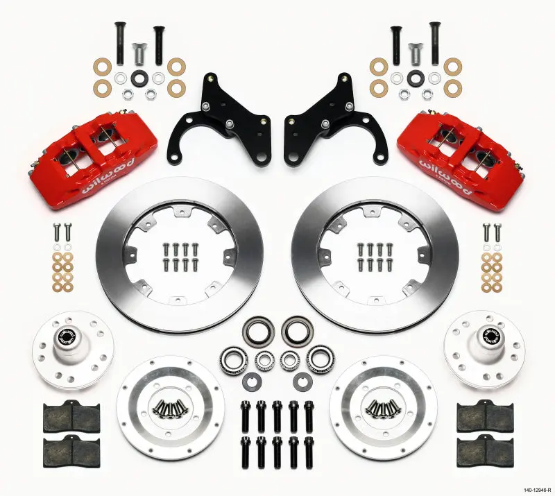 Wilwood Dynapro 6 Front Hub Kit 12.19In Red 69-70 Impala Drum/Disc 69-82 Vette 1