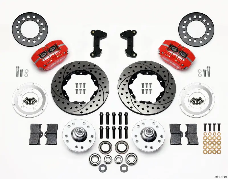 Wilwood Dynapro Dust-Boot Front Kit 11.00In Drilled-Red 74-80 Pinto/Mustang Ii Disc Spindle Only 1