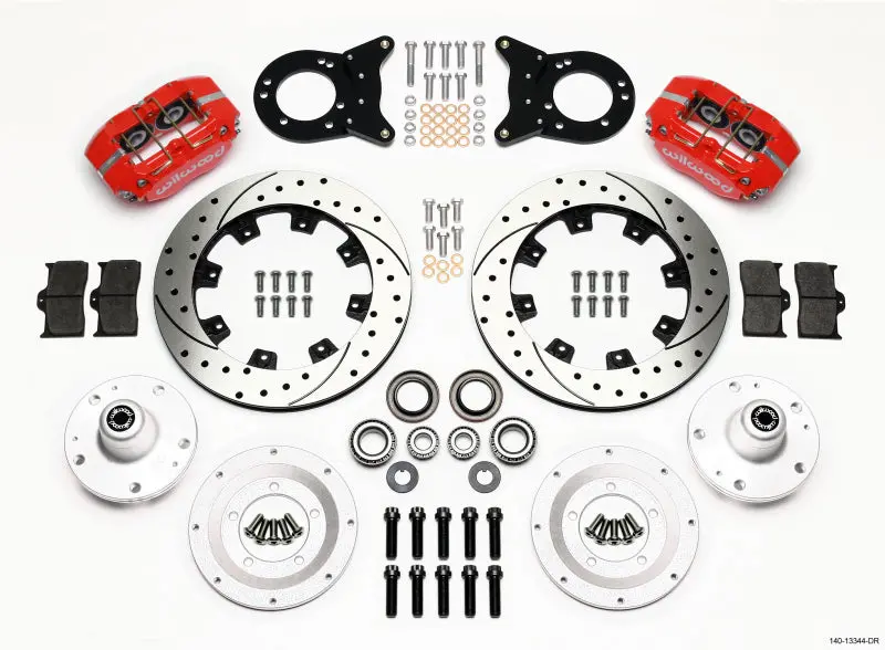 Wilwood Dynapro Dust-Boot Front Kit 12.19In Drill Red 1965-1969 Mustang Disc & Drum Spindle 1