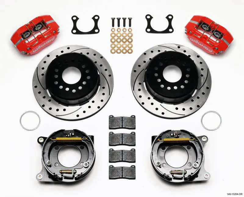Wilwood Dynapro Dust-Boot P/S Park Brake Kit Drilled Red Big Ford 2.36In Offset 1