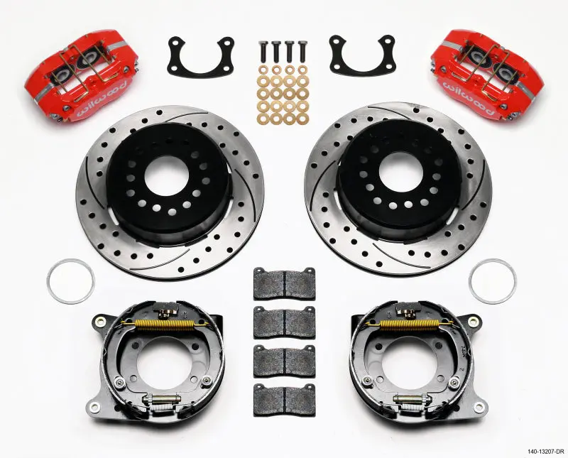Wilwood Dynapro Dust-Boot P/S Park Brake Kit Drilled Red New Big Ford 2.50In Offset 1
