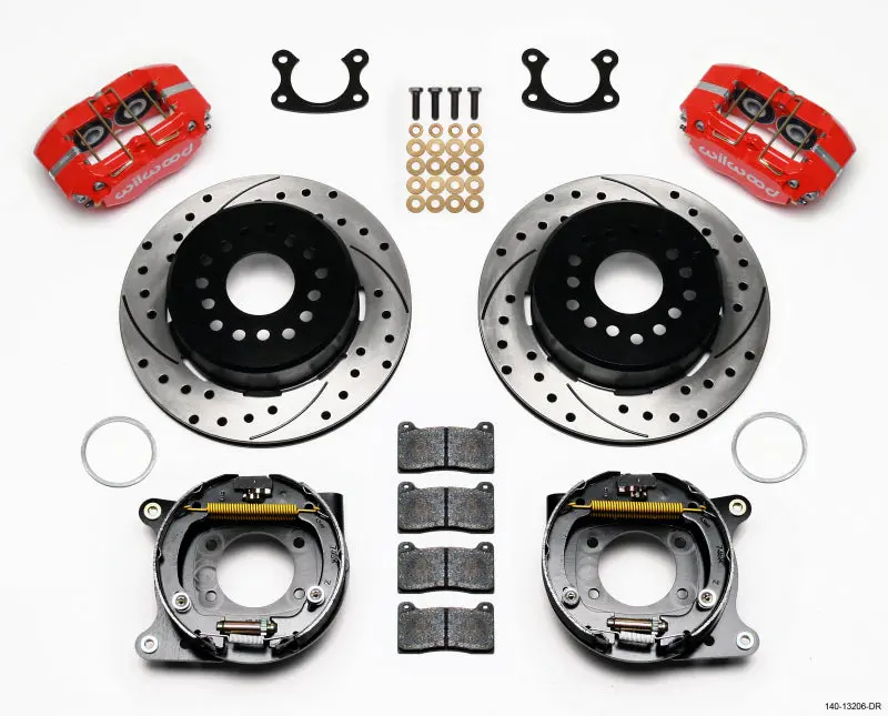 Wilwood Dynapro Dust-Boot P/S Park Brake Kit Drilled Red Small Ford 2.50In Offset 1