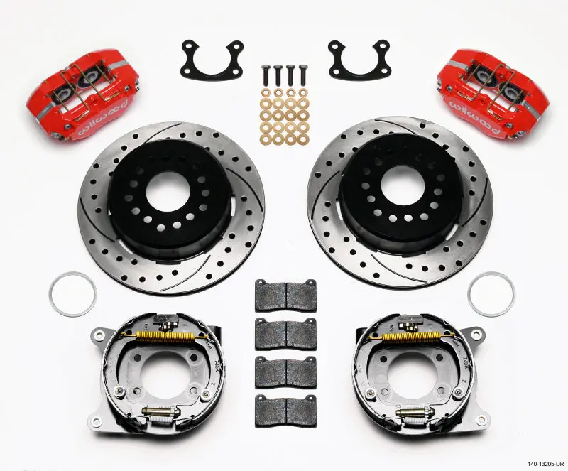 Wilwood Dynapro Dust-Boot P/S Park Brake Kit Drilled Red Small Ford 2.66In Offset 1