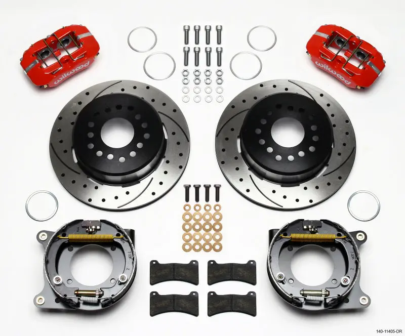 Wilwood Dynapro Low-Profile 11.00In P-Brake Kit Drill-Red 55-57 Chevy 2.34In Offset 1